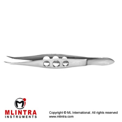 Gold Punctal Plug Forcep With Longitudinal Groove - Pointed Tips Stainless Steel, 11 cm - 4 1/4"